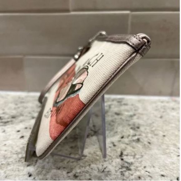 Coach Beach Canvas Wristlet  - Beach Shell w/Metallic Bronze Trim - Picture 6 of 7